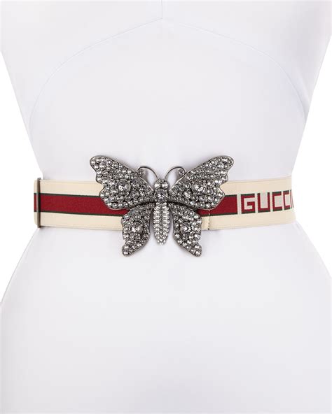 gucci stripe belt with butterfly|Gucci ladies black leather belt.